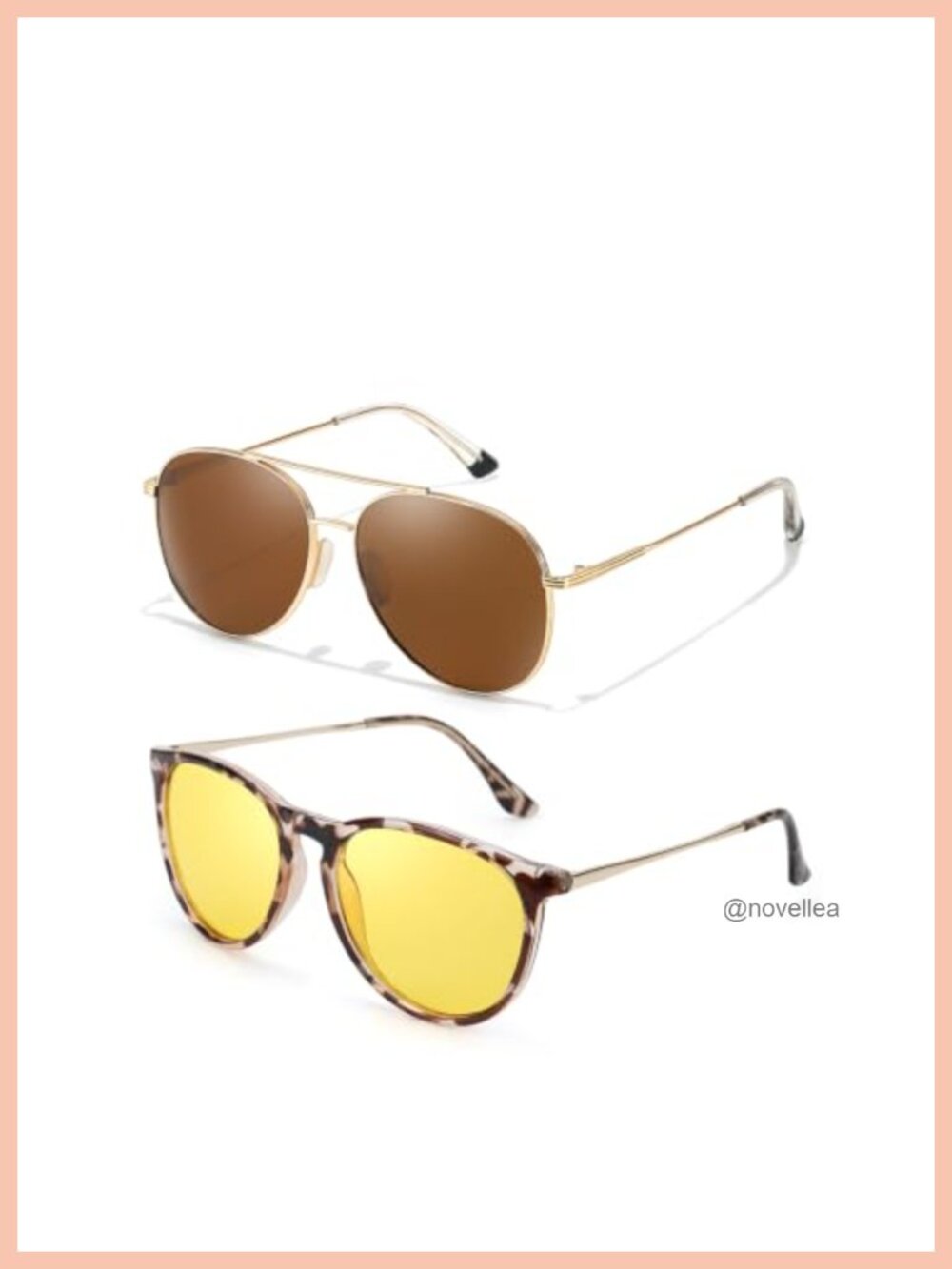 Polarized Aviator Sunglasses Night Vision Glasses UV400 Protection Double Bridge
